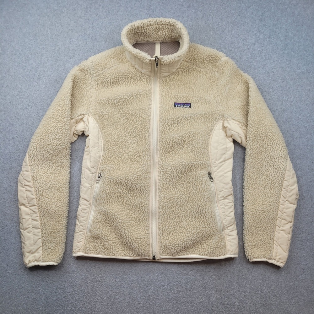 Patagonia Retro-X Fleece Jacket Womens Small Cream Full Zip Mock Neck